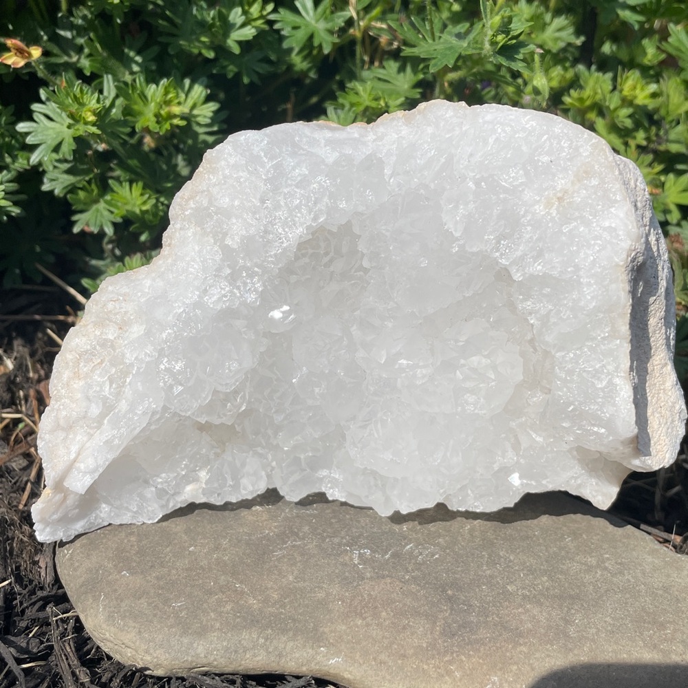 Natural White Crystal Quartz Cluster Geode